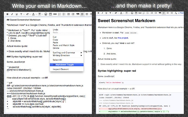 Markdown Here: Write Your Email In Markdown, Then Make It Pretty.